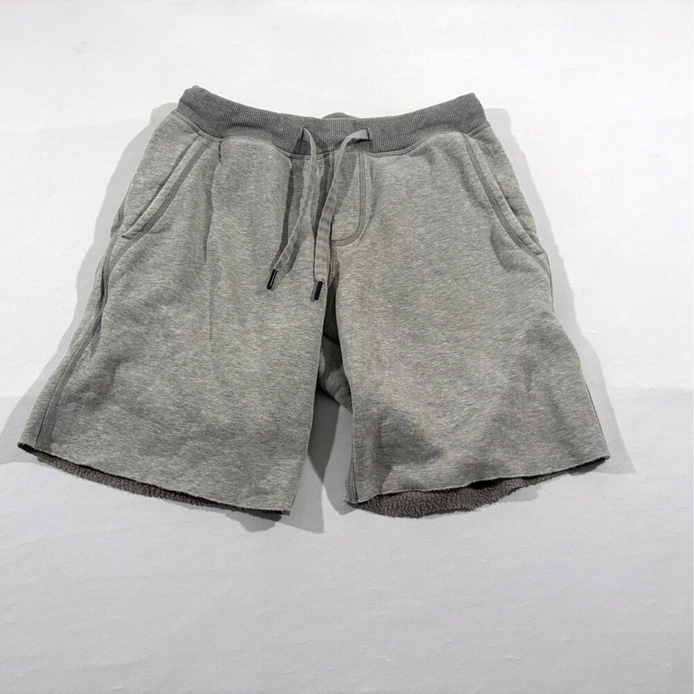 Lululemon Shorts Mens Gray Drawstring Fleece Casual CUT OFF Gym Cotton Sz S